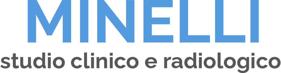 A blue and white logo for minelli studio clinico e radiologico