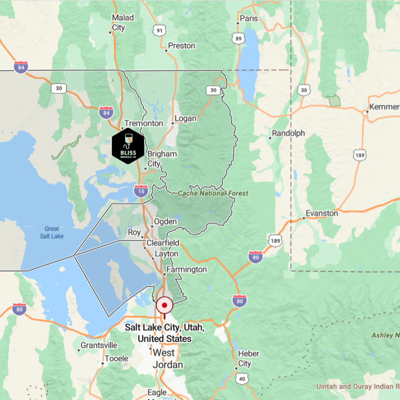 Map of northern Utah showing a black location pin near Logan and the Salt Lake City area.