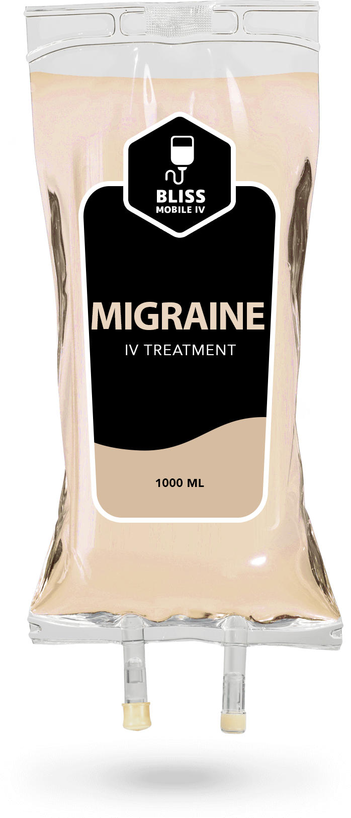 A bag of bliss migraine treatment on a white background.