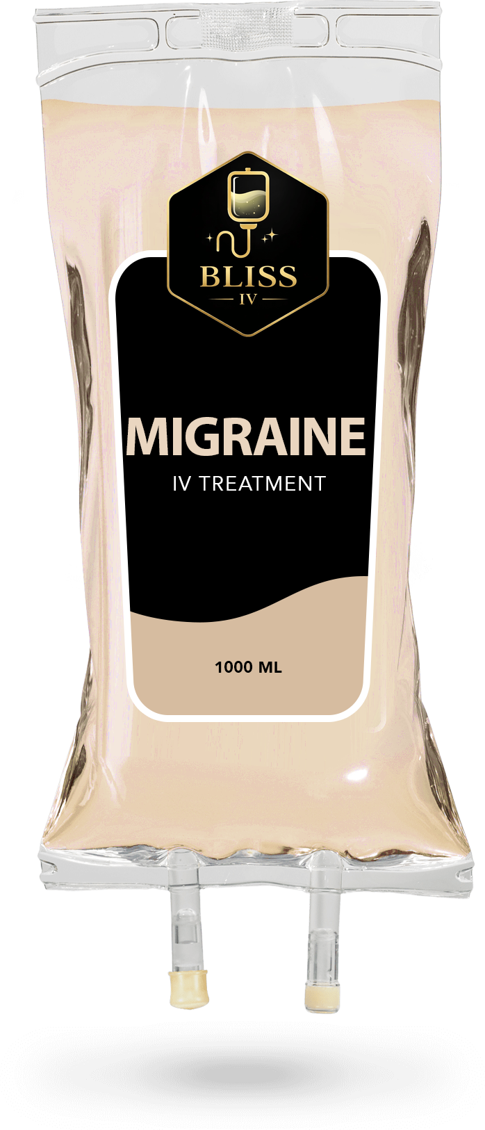 A bag of bliss migraine treatment on a white background.