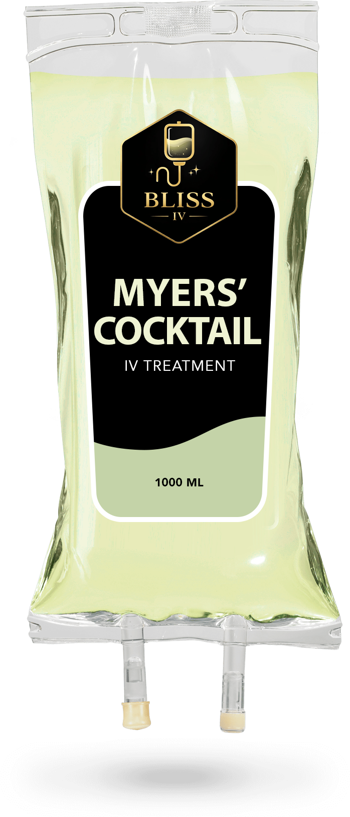 A bag of myers ' cocktail is sitting on a white surface.