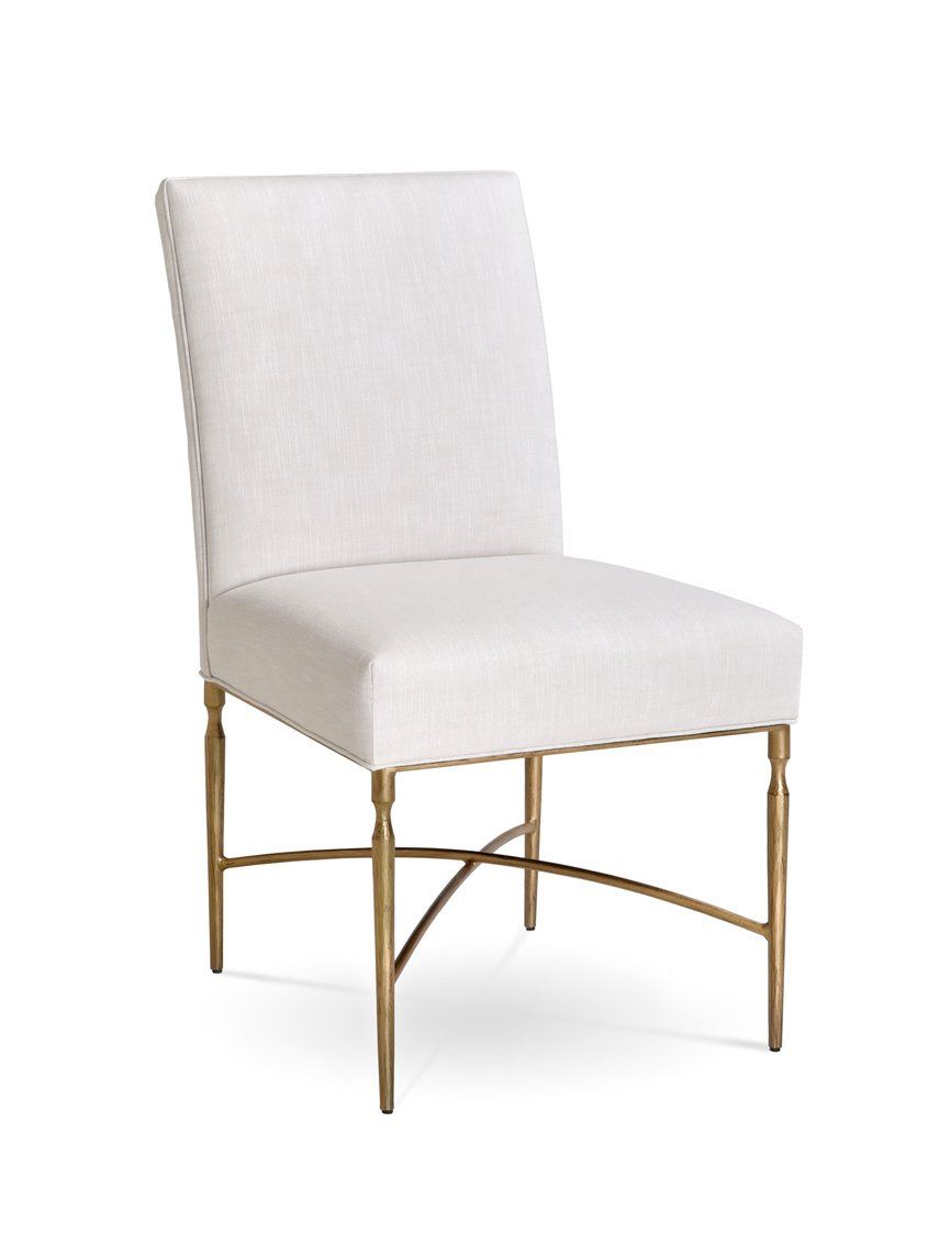 A white chair with a gold frame on a white background.