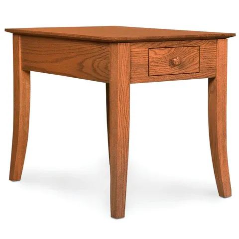 A small wooden table with a drawer underneath it