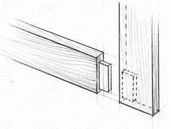 A black and white drawing of a piece of wood.