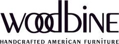The logo for woodbine handcrafted american furniture is black and white.