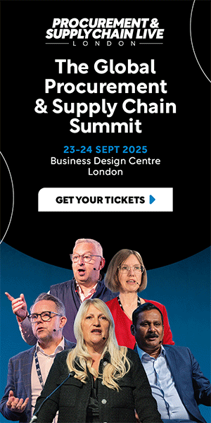 Advertisement for the Global Procurement & Supply Chain Summit in London. Features text and photos of speakers, with a 