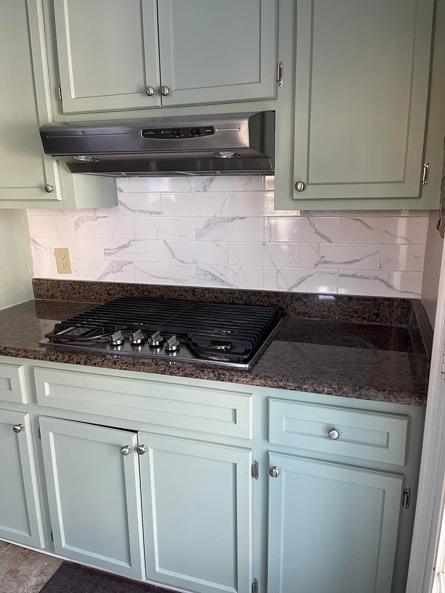 Kitchen with White Cabinet — Columbia, SC — Corley Brothers Tile Setting LLC