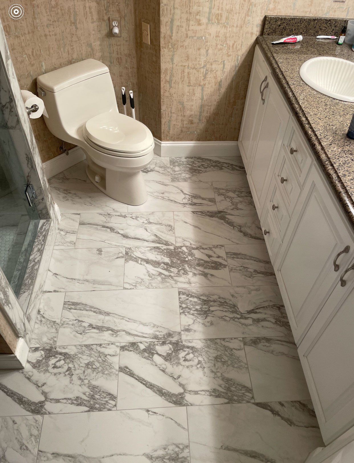 Bathroom with Cabinet — Columbia, SC — Corley Brothers Tile Setting LLC