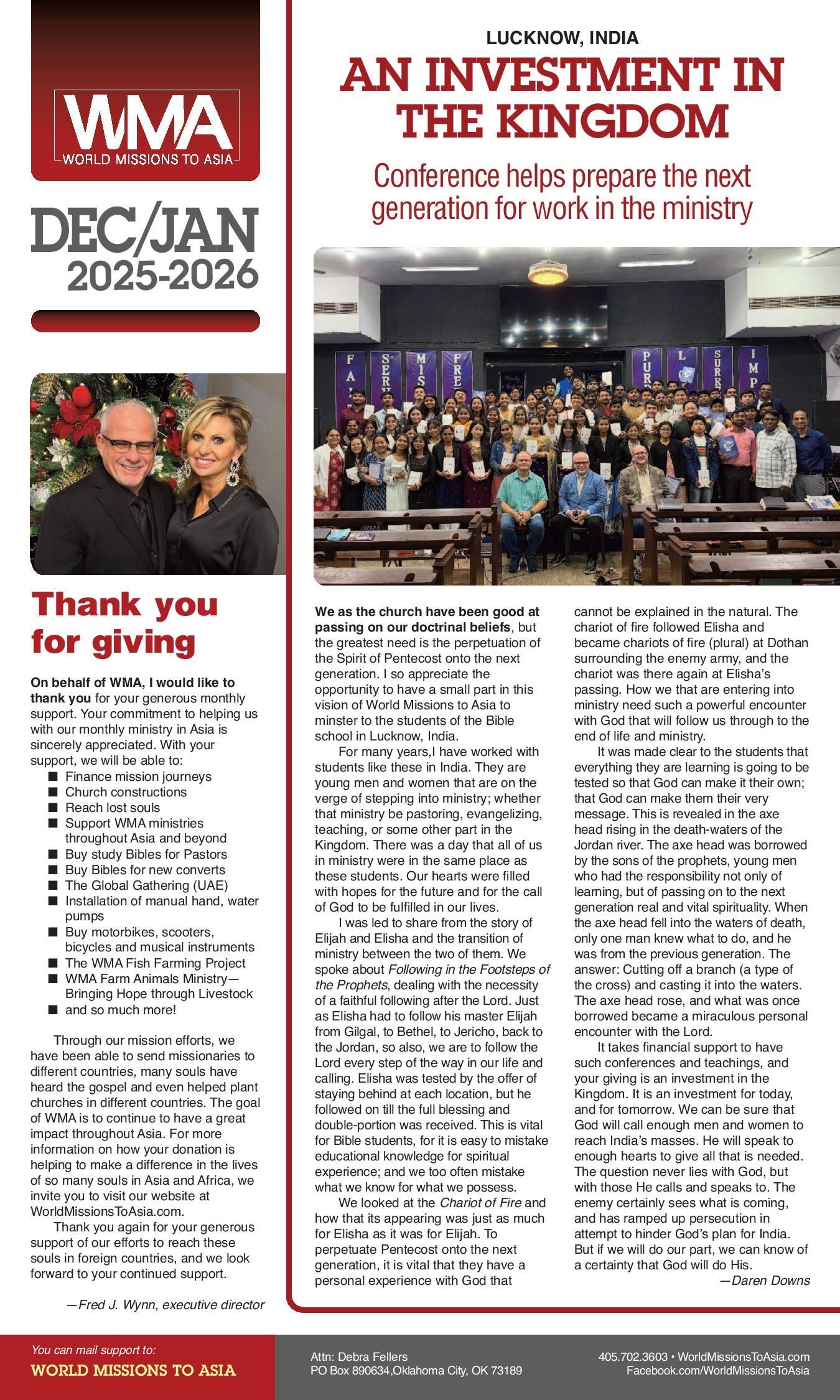 WMA newsletter with text,