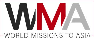 WMA Logo, World Missions to Asia in Black Grey and Red