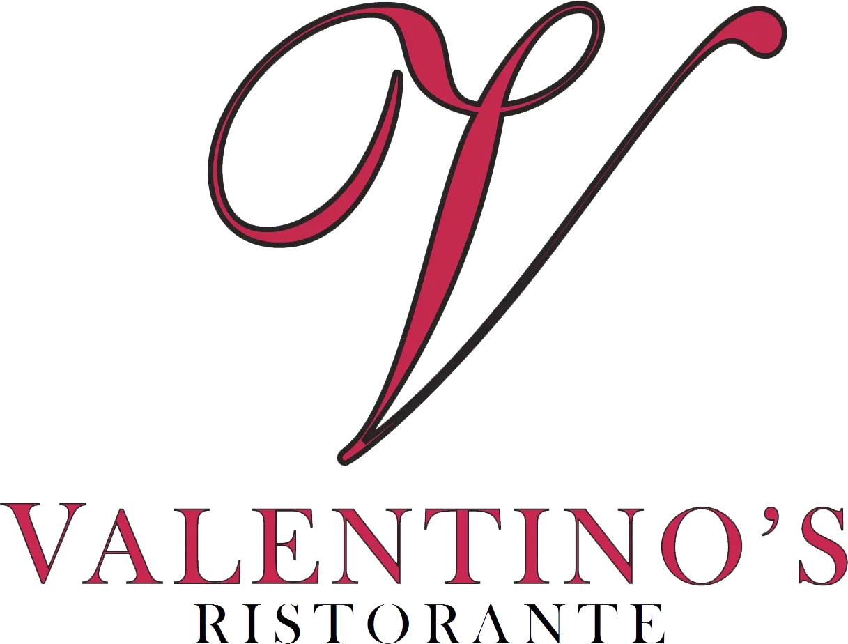 A logo for valentino 's ristorante with a red letter v