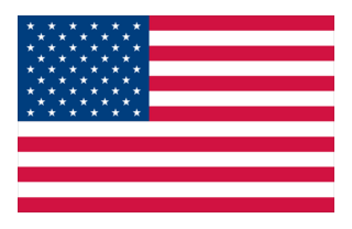The national flag of the United States, featuring thirteen horizontal red and white stripes and fifty white stars on a blue.
