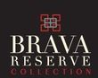 Brava Reserve Collection logo in cream and red on a dark background