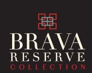 Brava Reserve Collection logo in cream and red on a dark background
