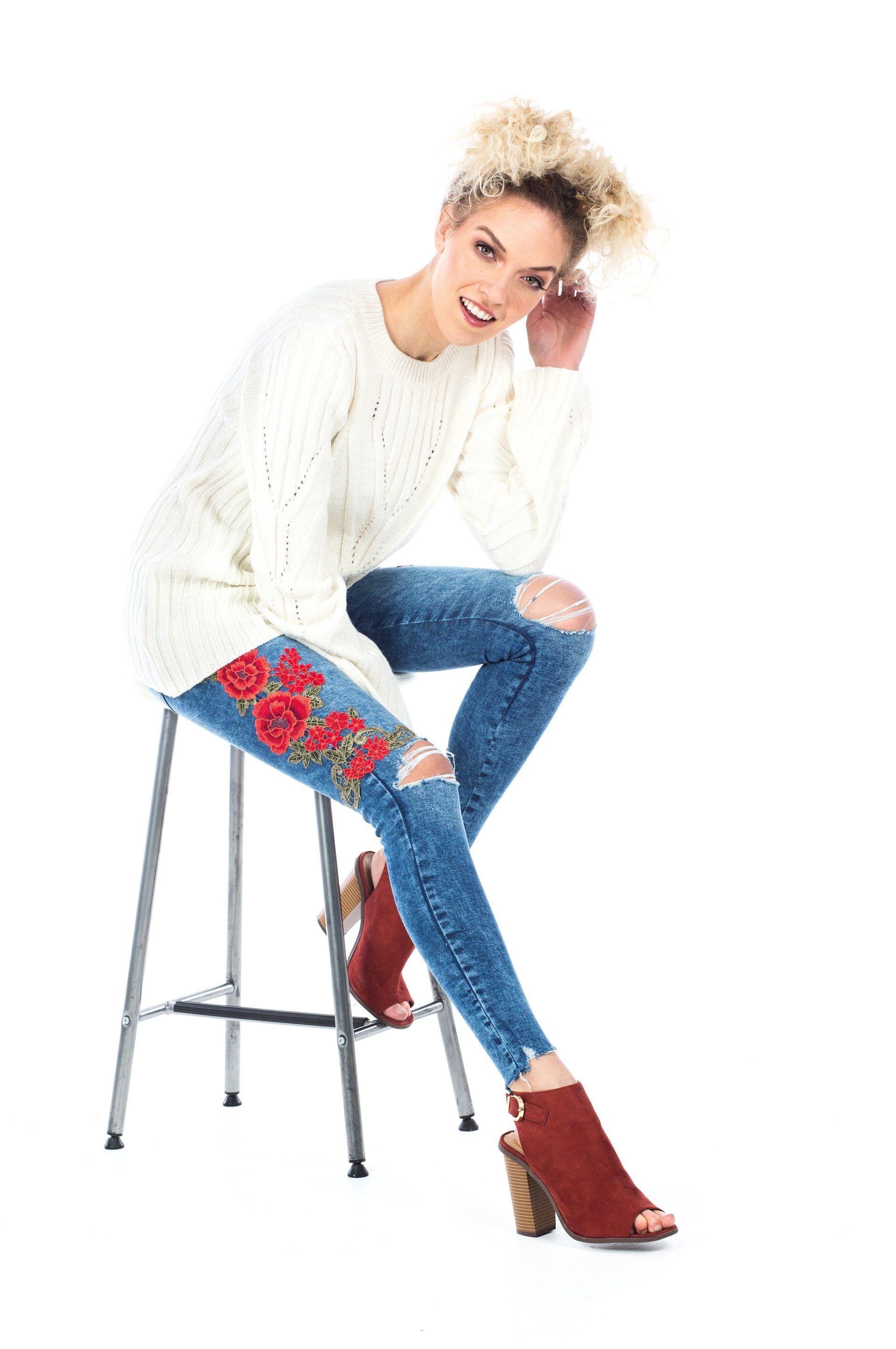 Woman sat on chair