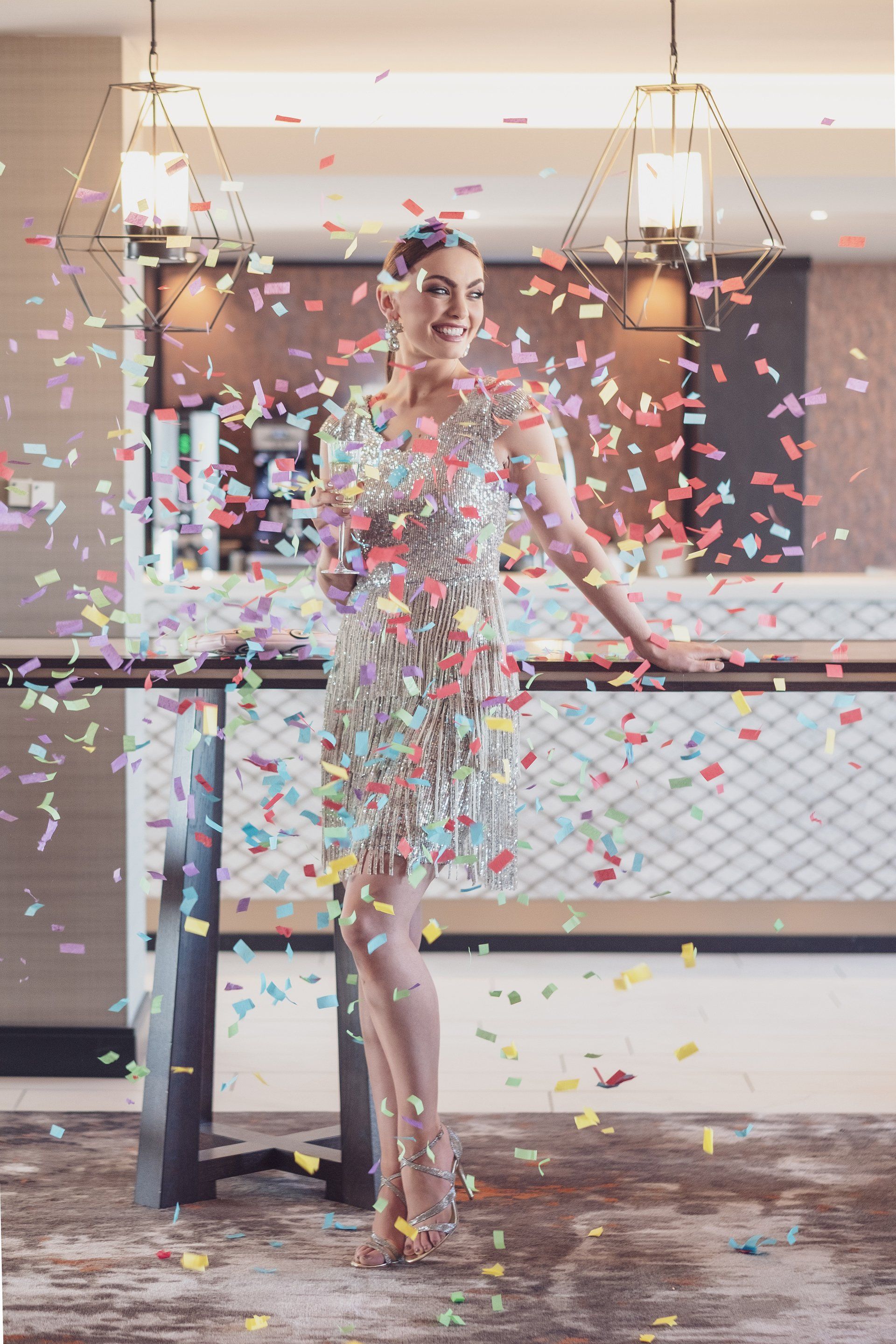 Bride with confetti