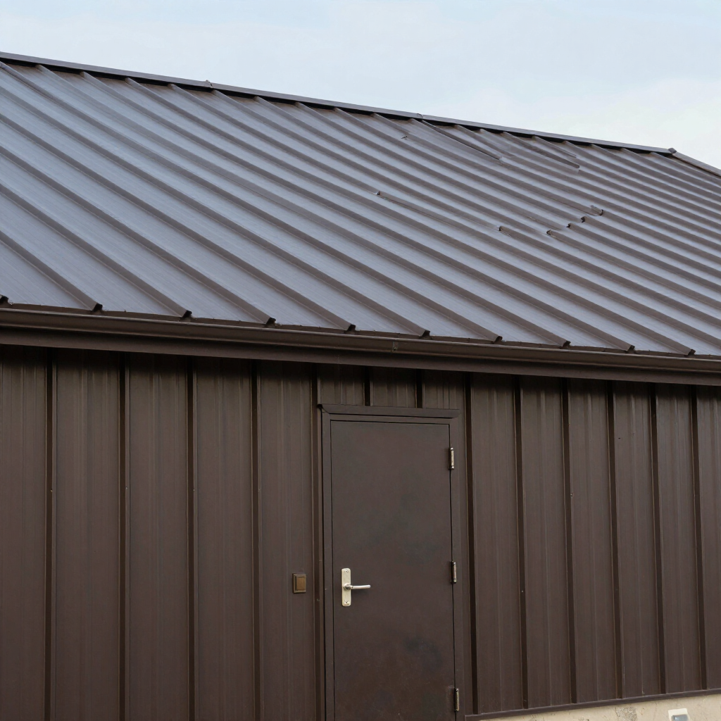 Commercial building with dark bronze Mechanical Lock standing seam roof
