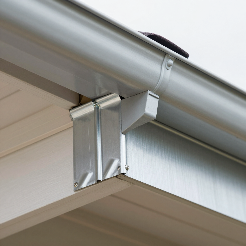 Eave trim and gutter transition detail showing tight fit and clean finish