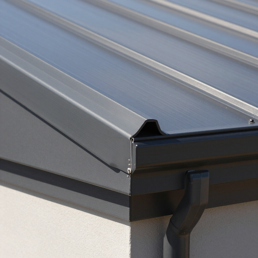 Eave trim installed on standing seam roof