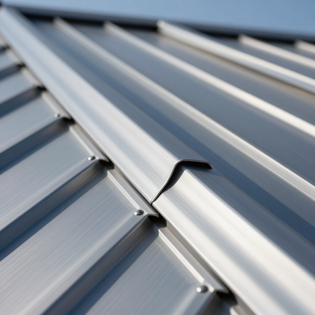 Rake trim at gable edge of metal roof