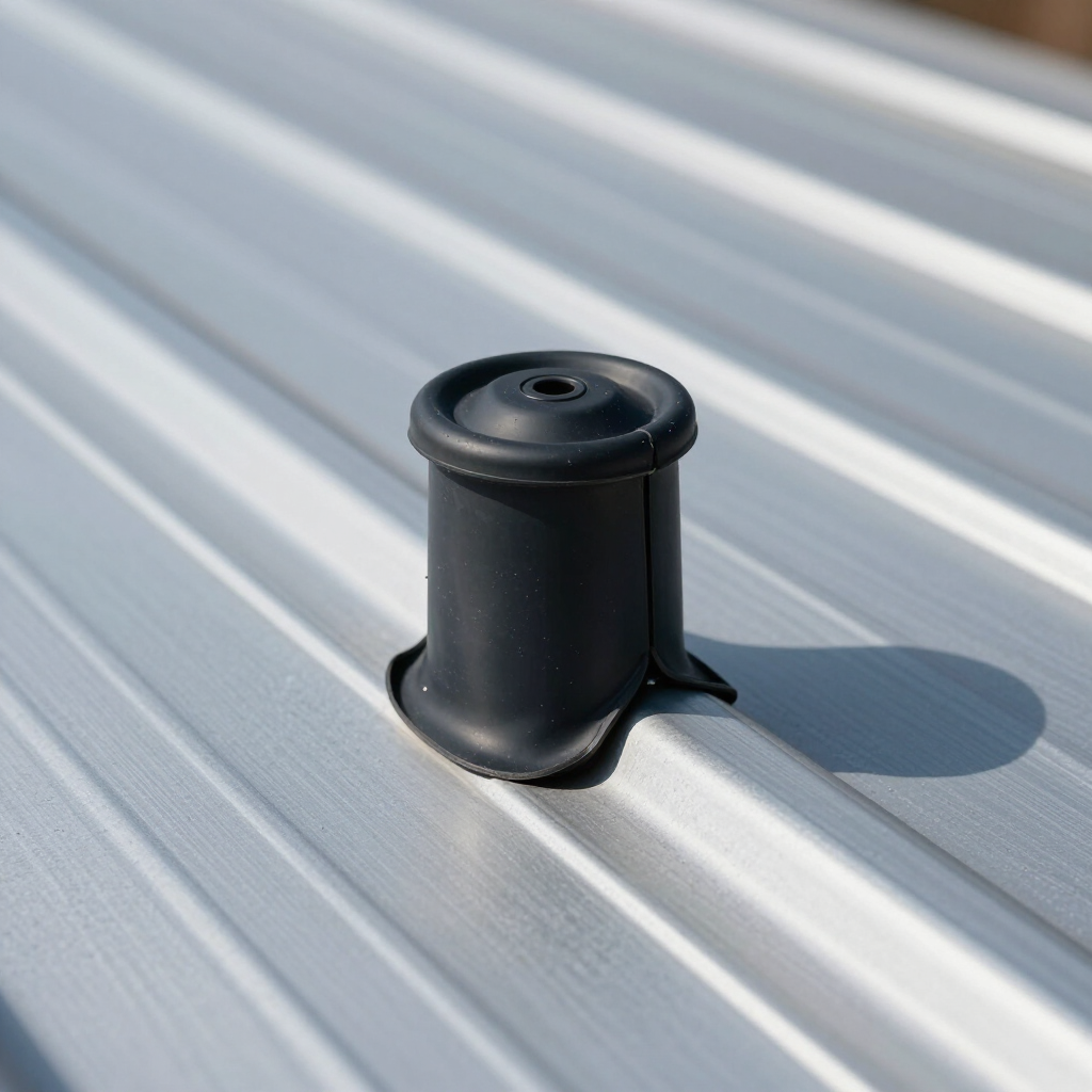 Pipe boot flashing on standing seam panels