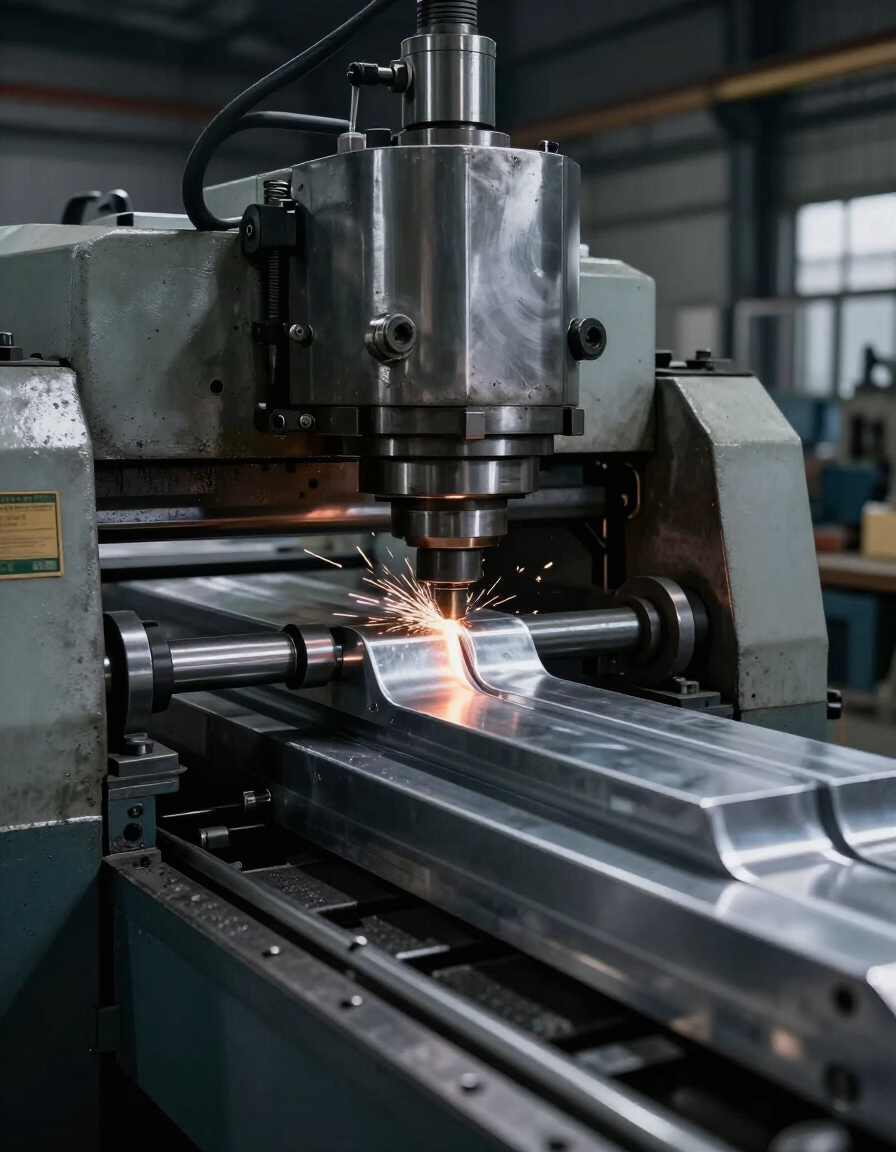 Roll-forming machine fabricating metal trim profile