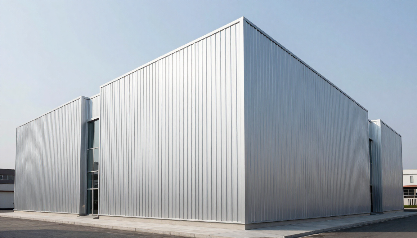 Commercial building with metal siding panels
