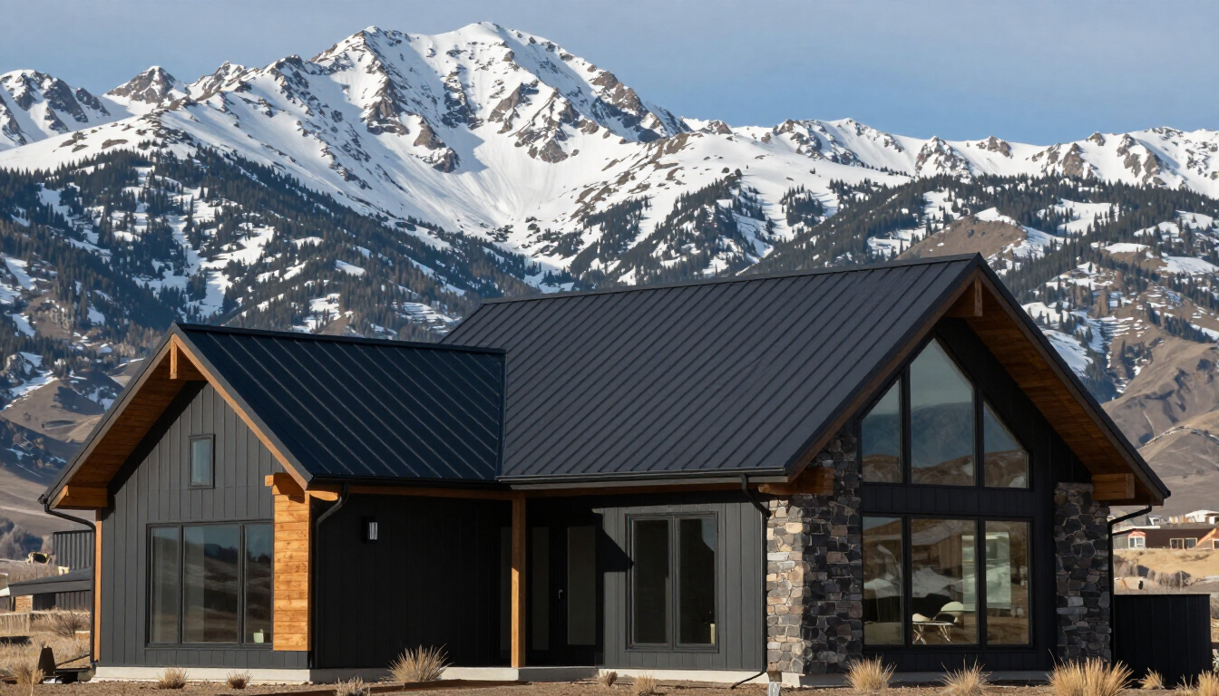 Modern Utah mountain home with standing seam metal roof