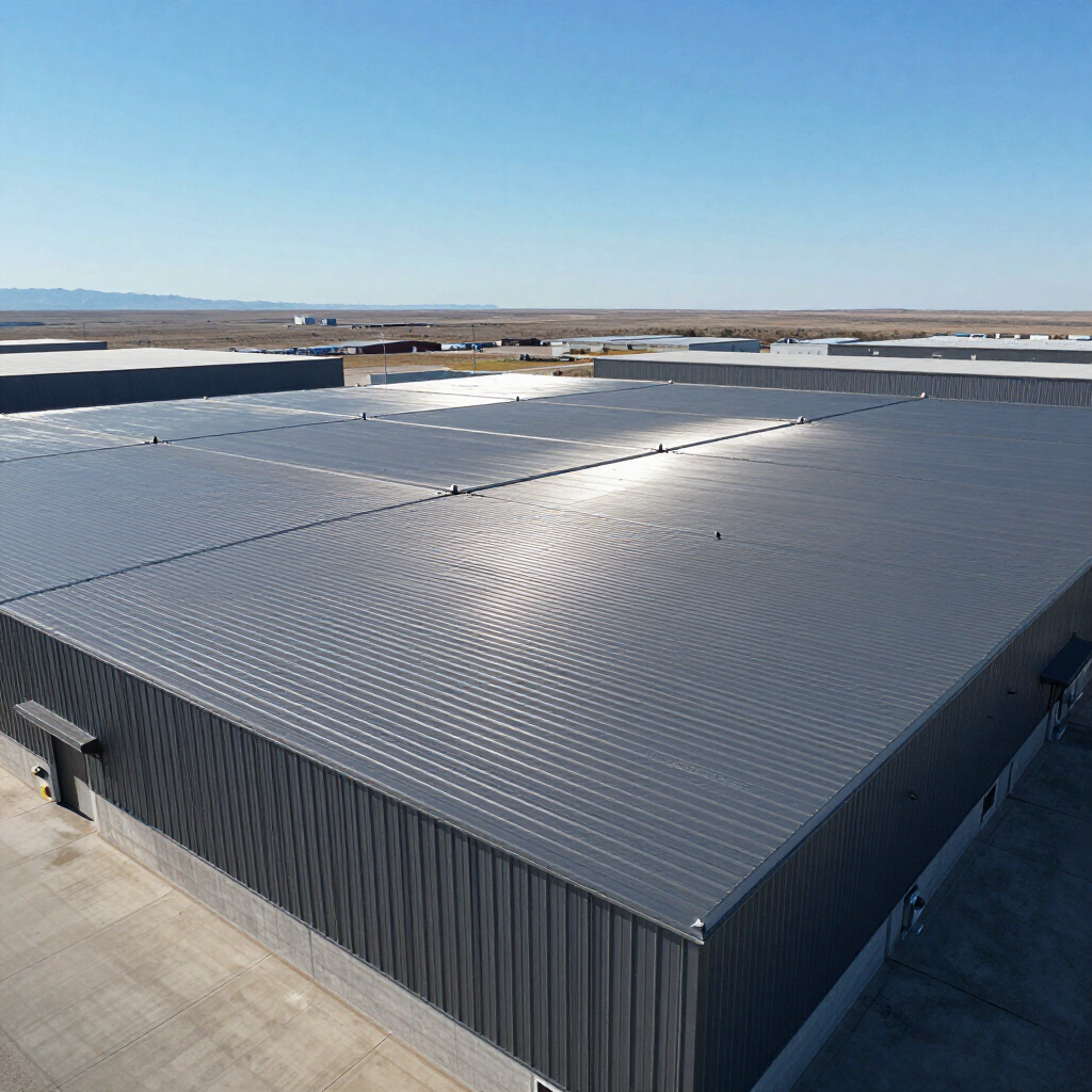 Commercial warehouse with mechanical lock standing seam metal roof