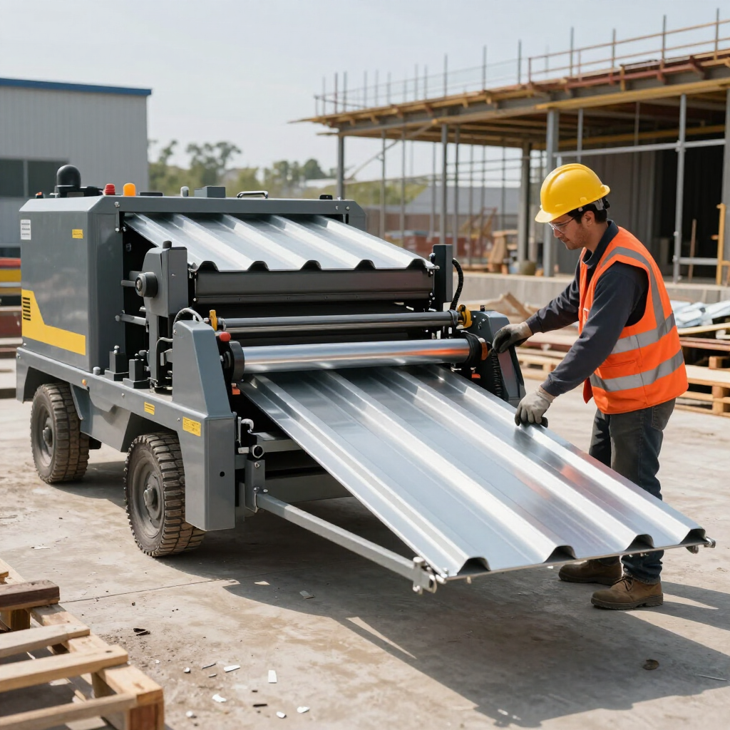 Mobile roll-forming equipment producing mechanical lock panels on job site