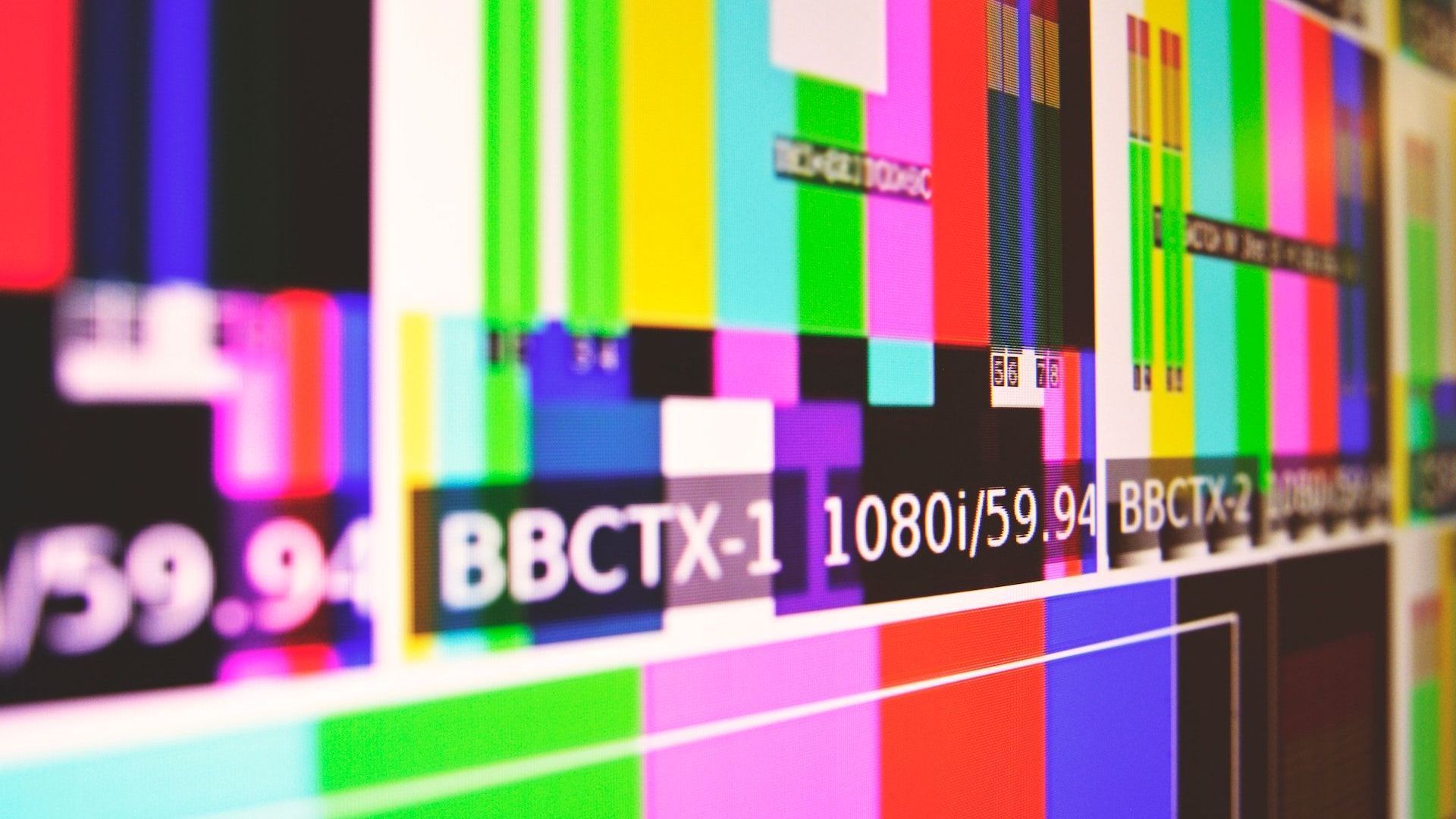 Flat screen monitor showing color bars.