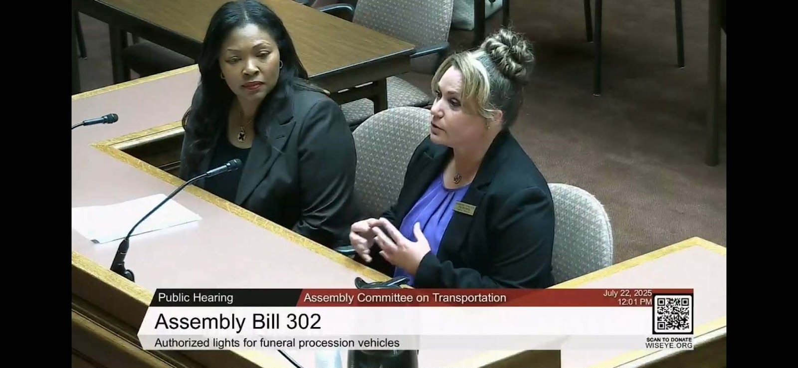 Jill testifying before the Wisconsin State Assembly committee
