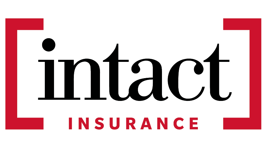 The intact insurance logo is black and red with a white background.