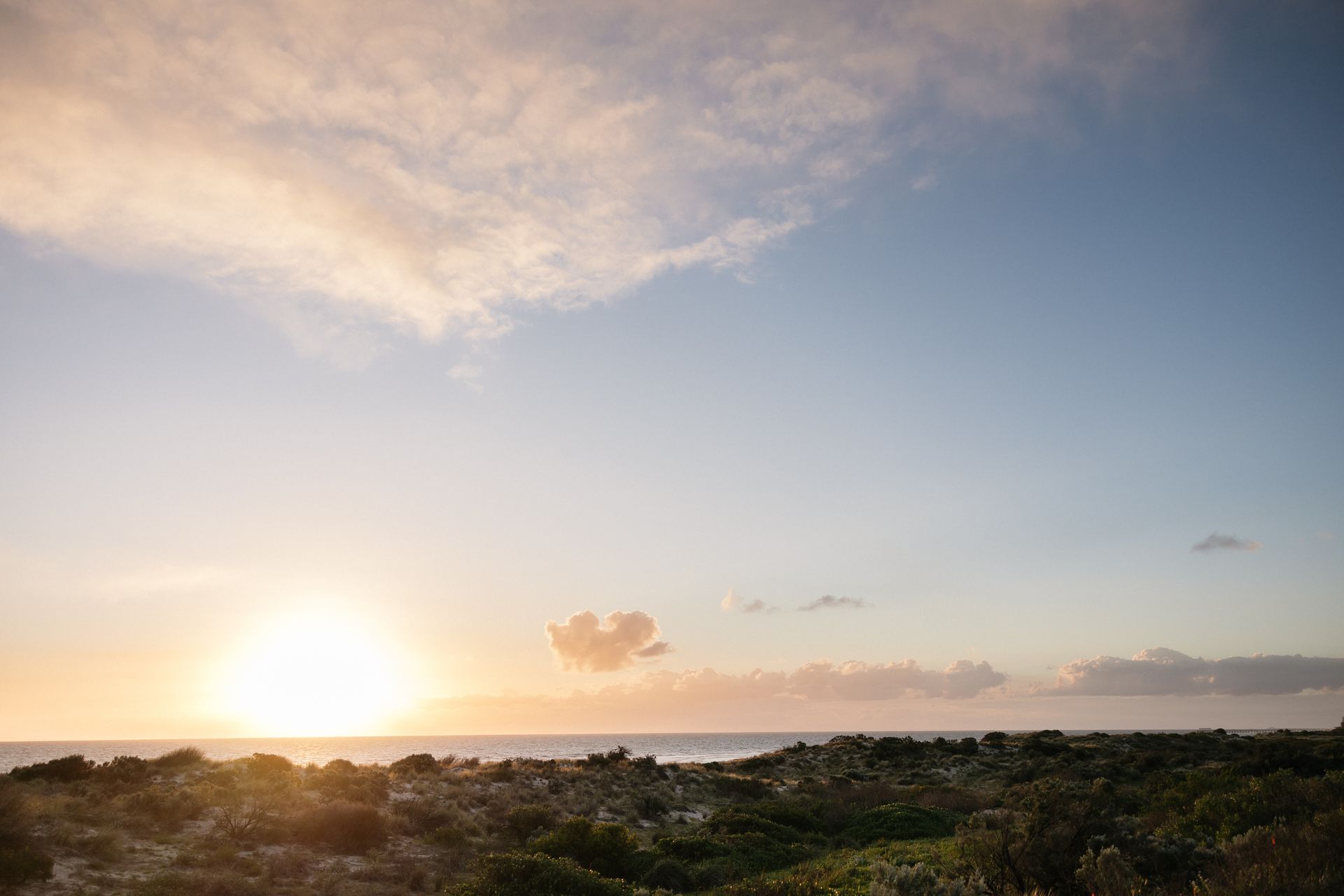 Sunset over the ocean at West Beach, South Australia