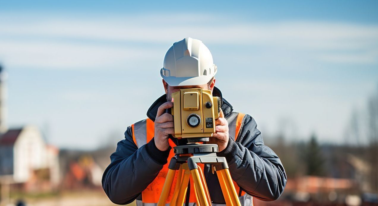 Arpenteur regardant à travers un appareil