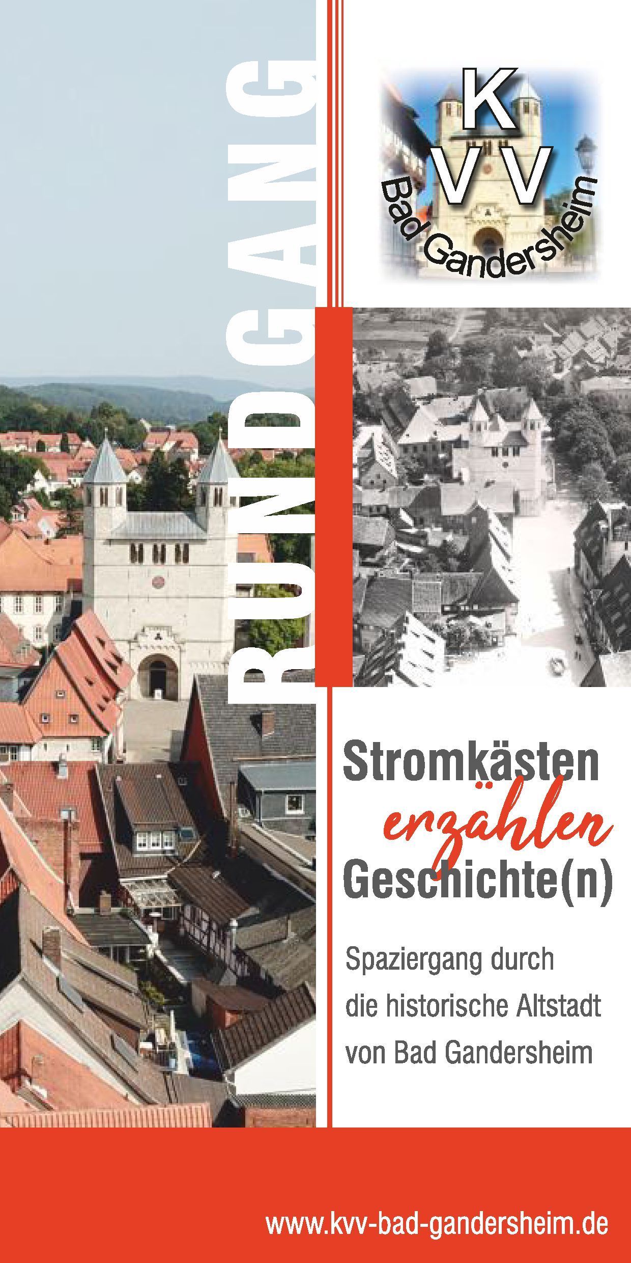 Broschüre für einen Stadtrundgang durch Gonderstein. Sie enthält Fotos der Stadt, Texte in deutscher Sprache und das Stadtwappen.