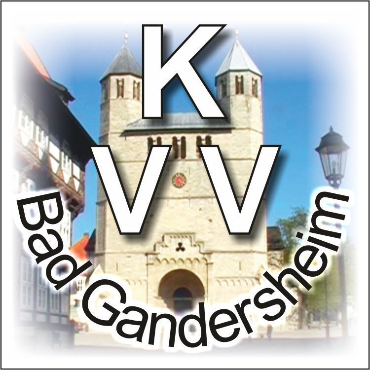 Logo des KV Bad Gandersheim: Eine Kirche mit Türmen, darüber der Schriftzug „KVV“.