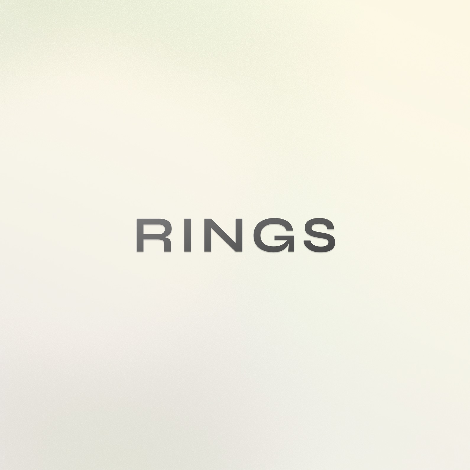 The word rings is on a white background.