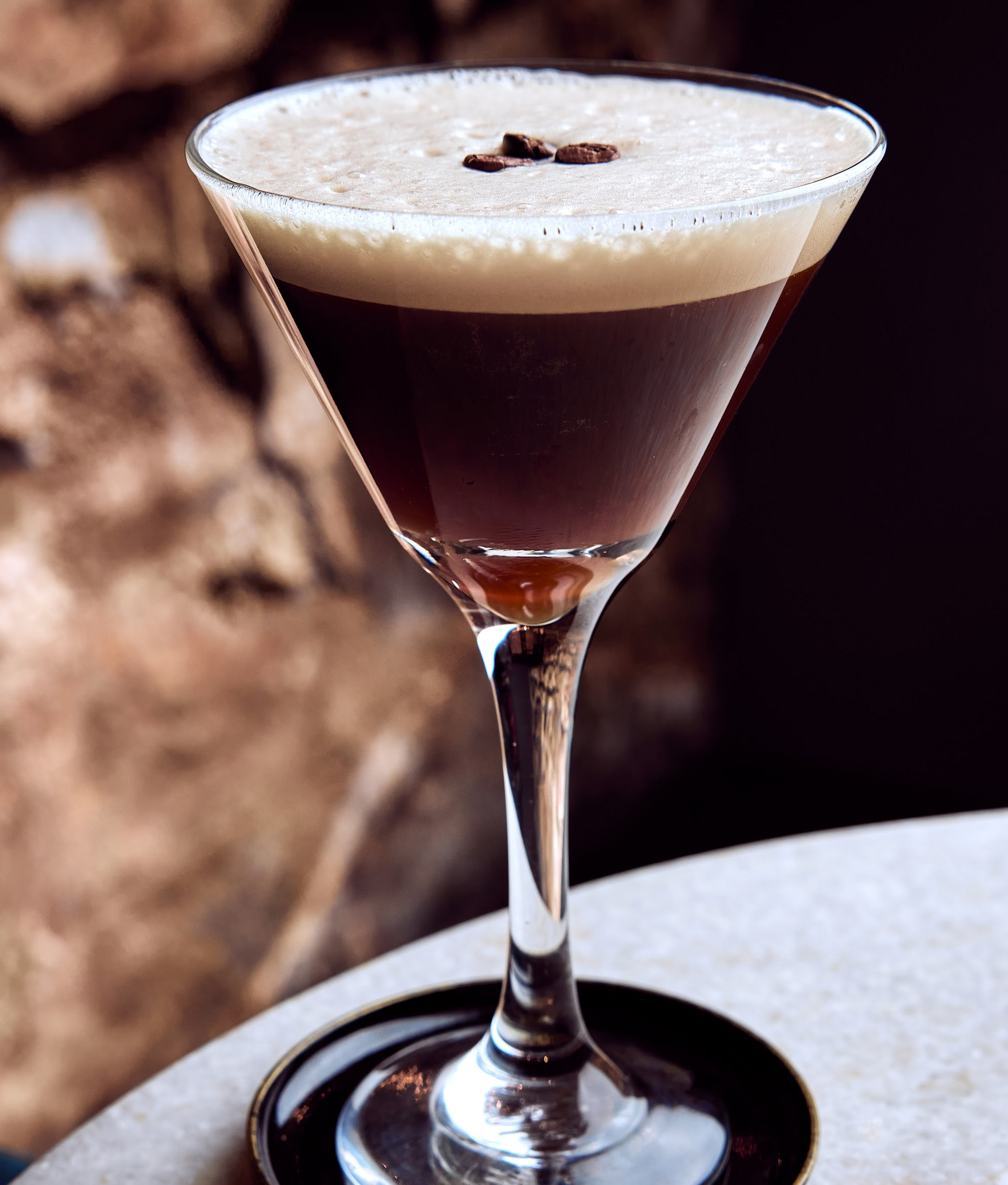 Full image of an espresso martini made in Prescott Arizona at The Point bar lounge