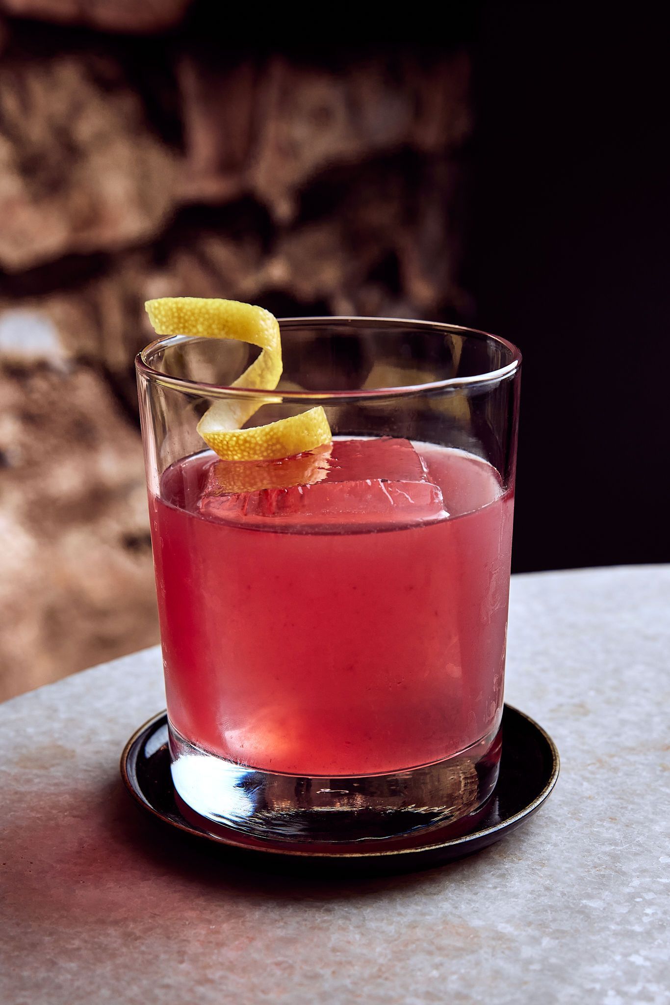 Black & Blue Berries, Mezcal, Ancho Liqueur, Agave, Lemon & Jalapeño, Served Over a Rock