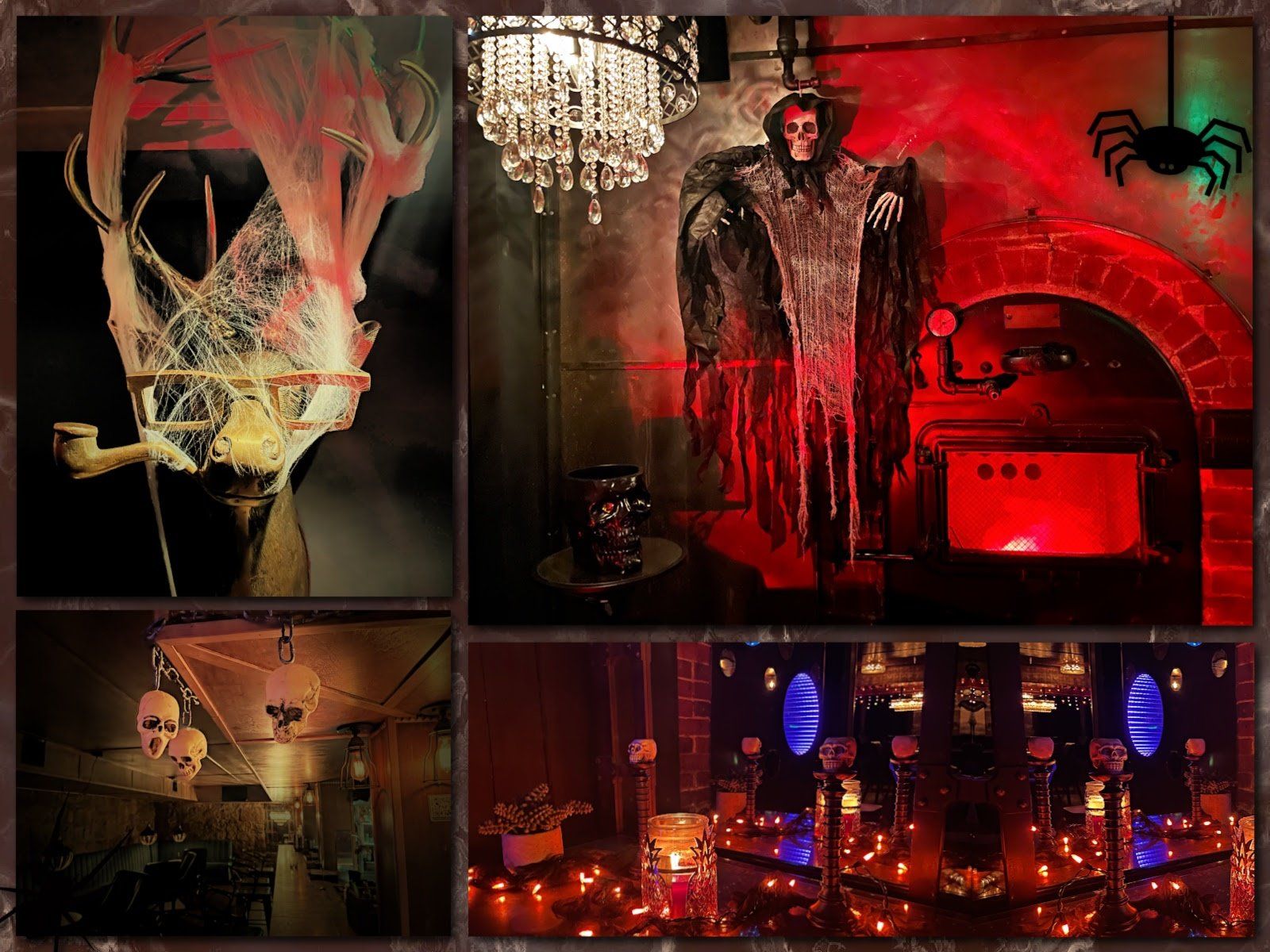 Holiday decor decorated on Halloween in Prescott bar
