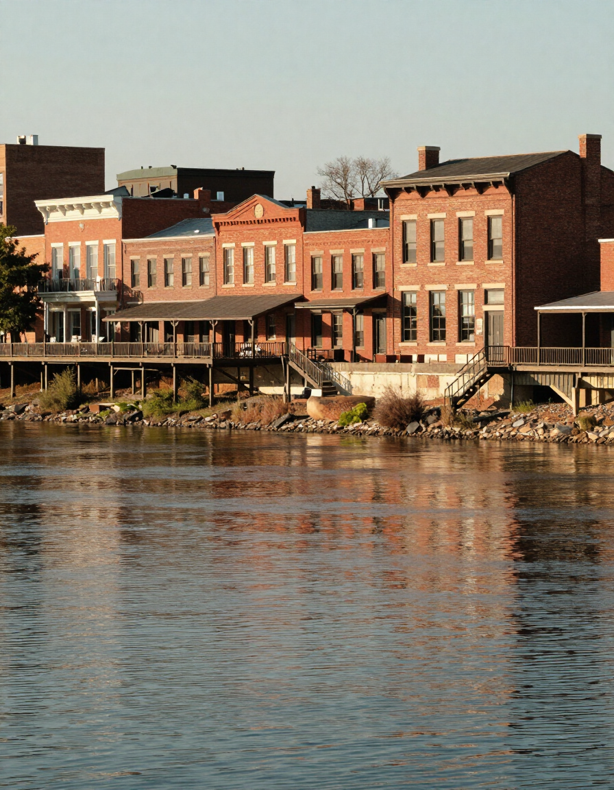 Missouri River waterfront near historic St. Charles Main Street.
