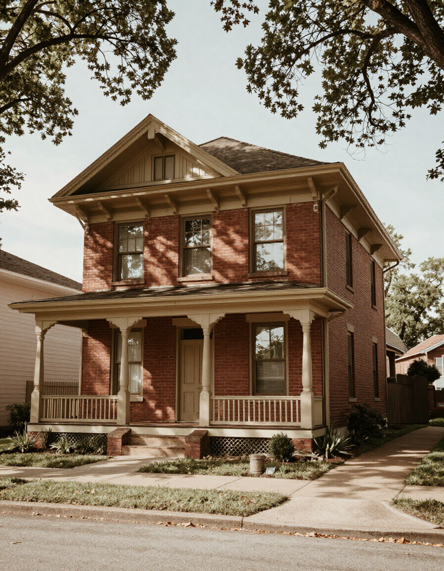 Early-twentieth-century brick home in Webster Groves, MO with original window trim and painted woodwork.