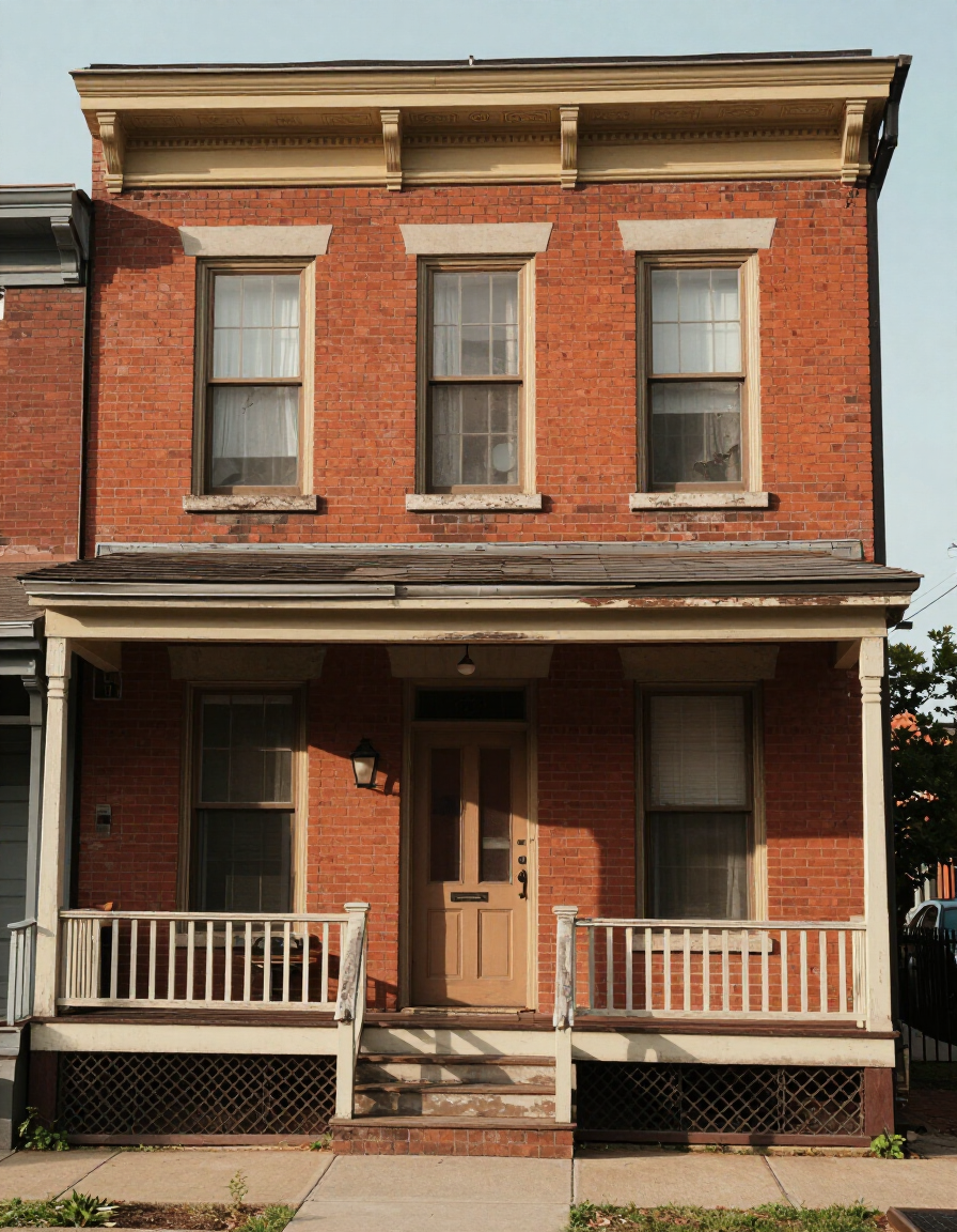 Older brick multi-family housing in University City, MO, pre-1978 construction where lead paint and asbestos risk is common.