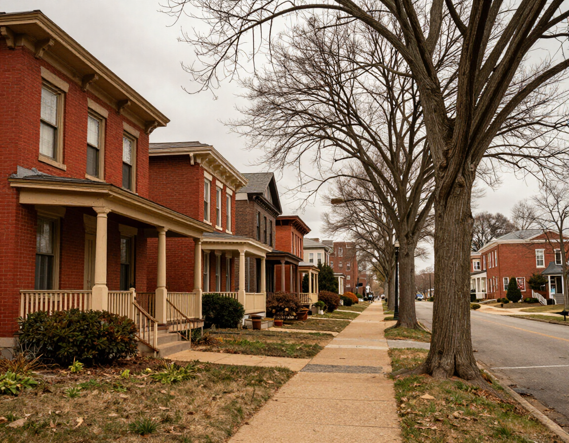 Pre-1978 brick residential homes on a University City, MO street served by Earths Solutions Environmental Services.