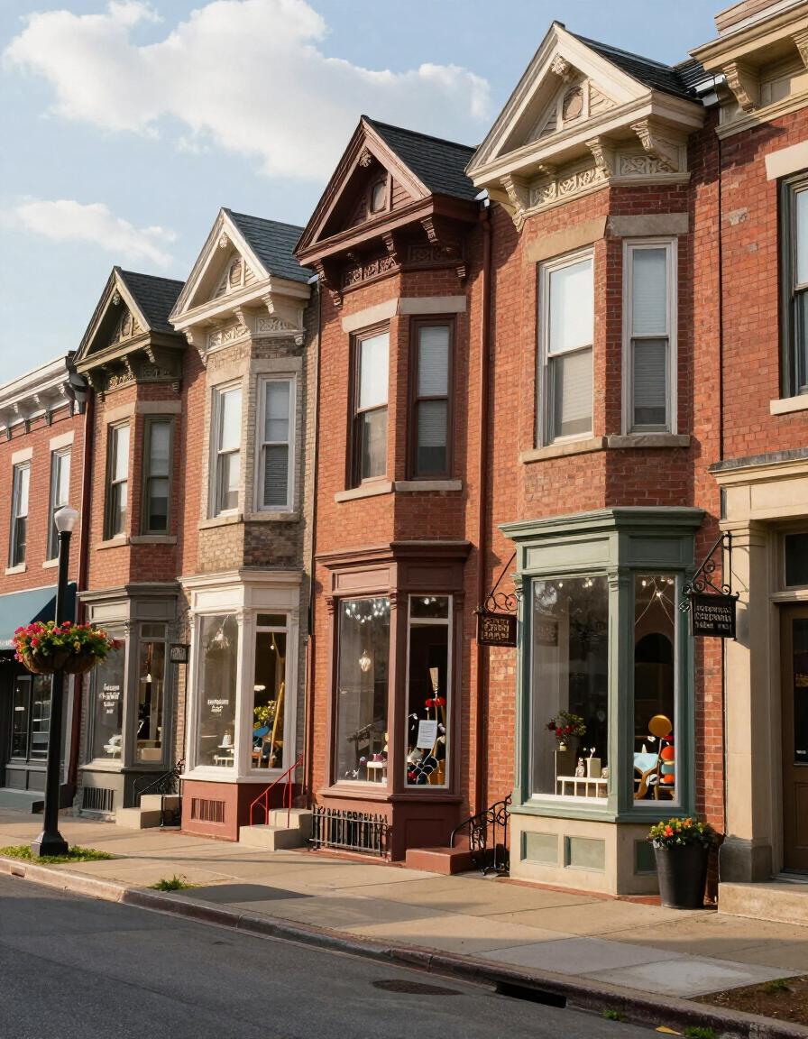 Historic brick residential street in downtown Edwardsville, IL.