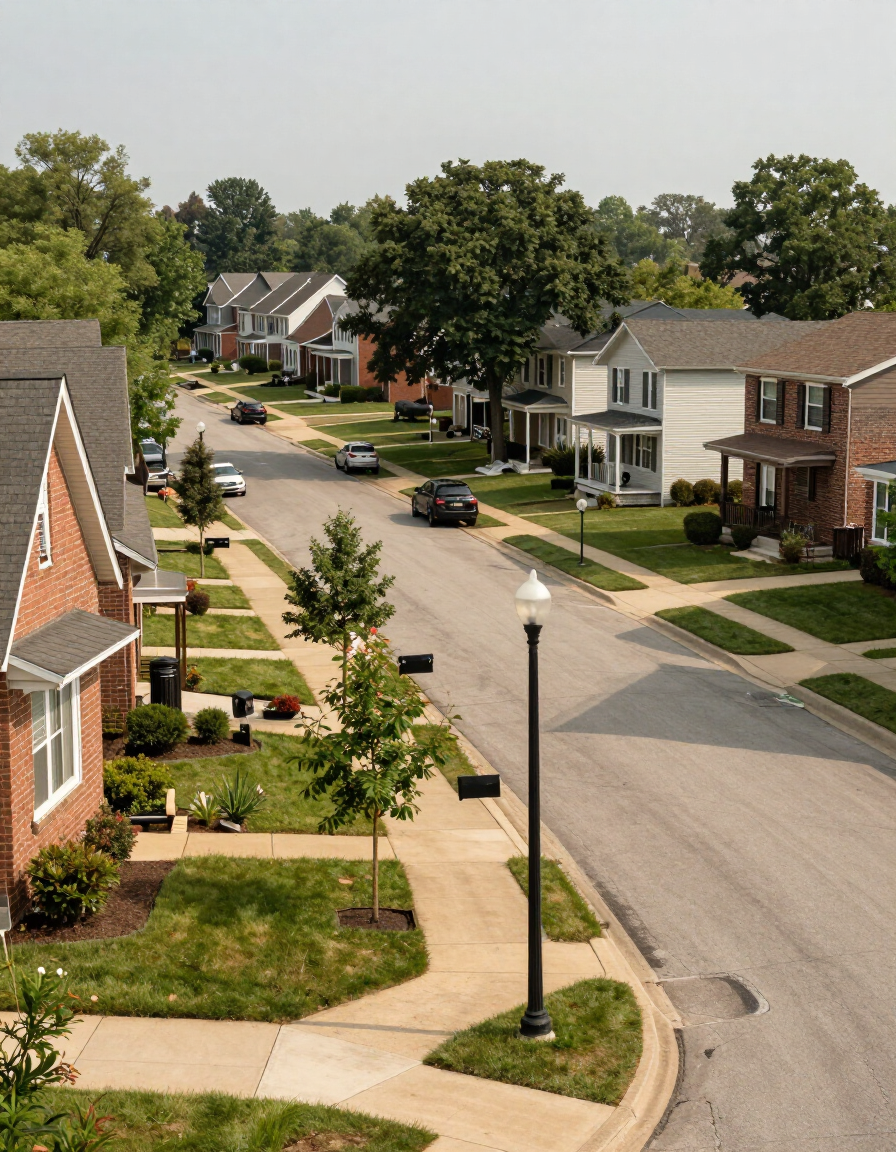 Mixed residential neighborhood in O'Fallon, IL.