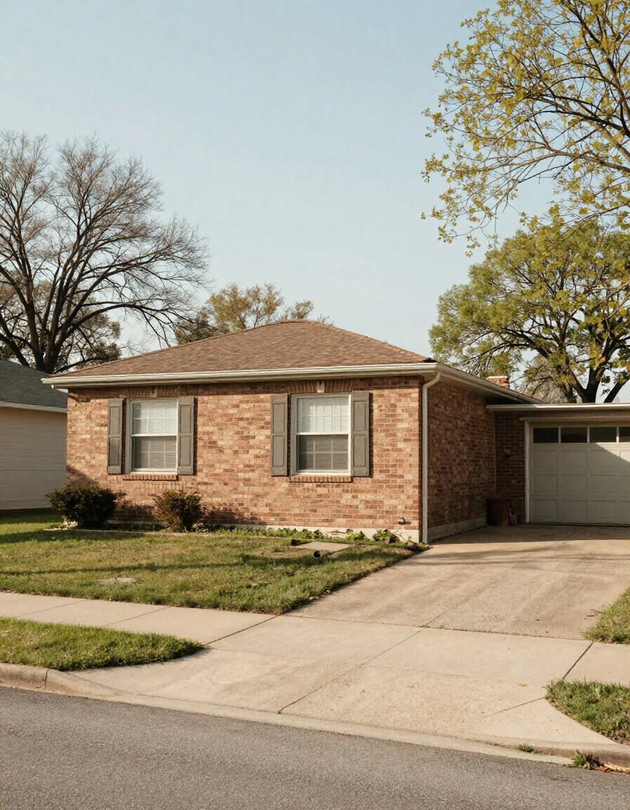 Post-war brick ranch home in Affton, south St. Louis County, typical of pre-1978 housing stock.