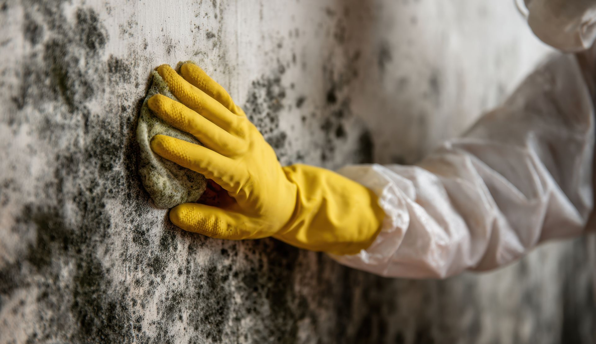 Technician performing remediation work in a St. Louis home.
