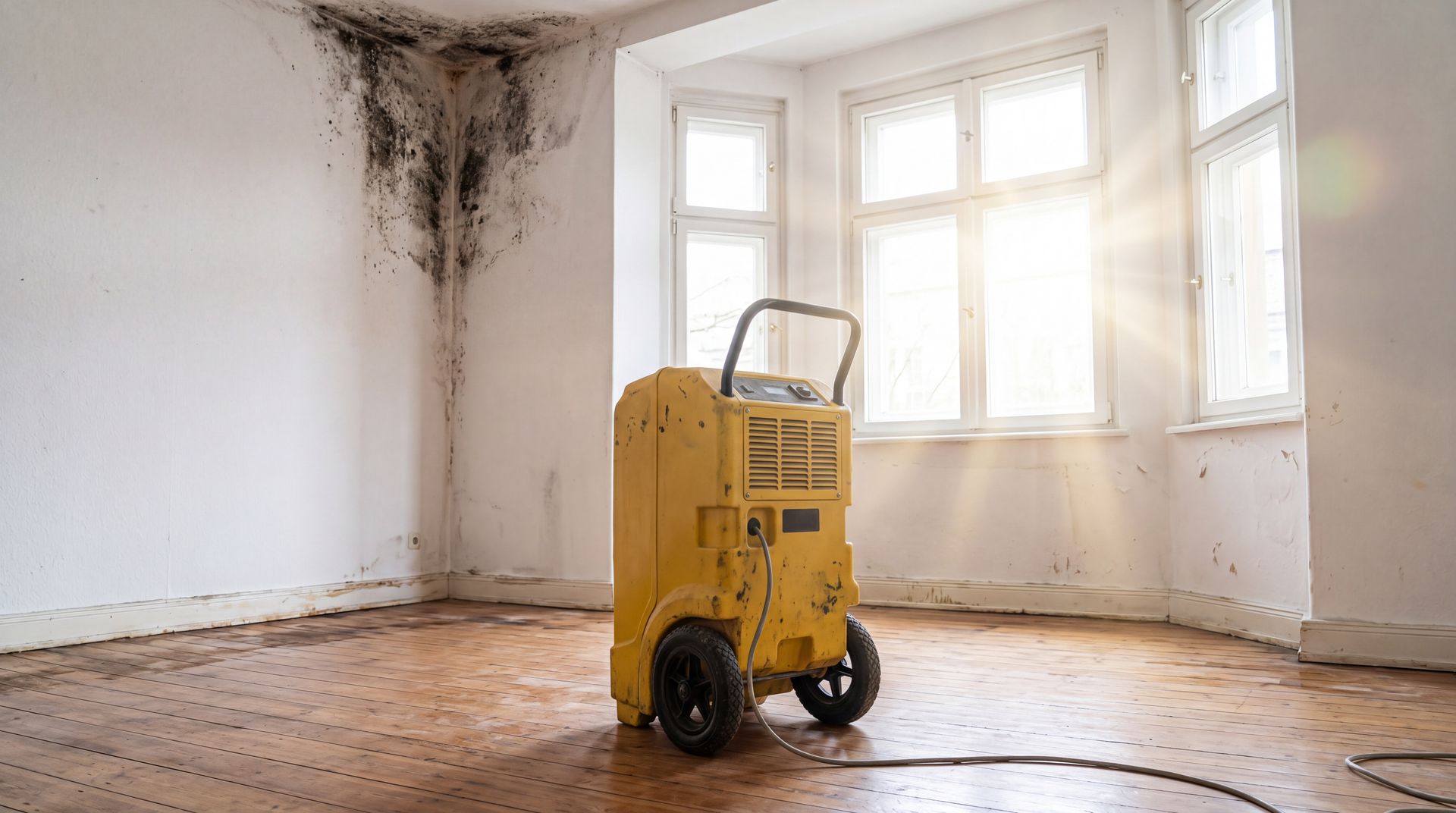 Earths Solutions Environmental technician performing post-flood mold remediation in a St. Louis area property.